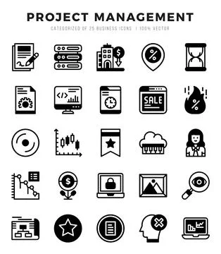 Set of Project Management Icons. Simple Lineal Filled art style icons pack. Stock Illustration