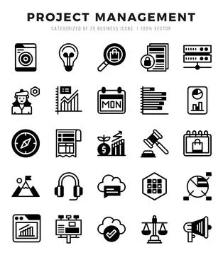 Set of Project Management Icons. Simple line art style icons pack. Stock Illustration