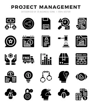 Set of Project Management Icons. Simple line art style icons pack. 스톡 일러스트