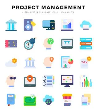Set of Project Management Icons. Simple line art style icons pack.for websi.. 스톡 일러스트