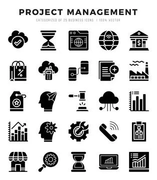 Set of Project Management Icons. Simple line art style icons pack. Stock Illustration