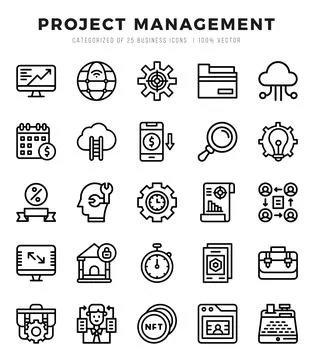 Set of Project Management Icons. Simple Lineal art style icons pack. Stock Illustration
