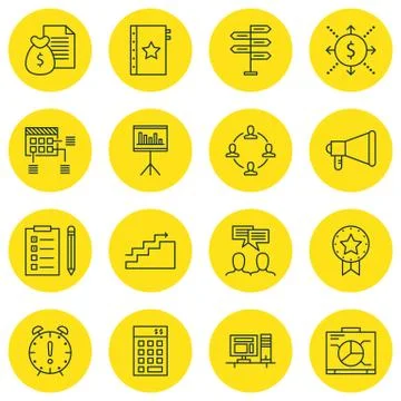 Set Of Project Management Icons On Statistics, Investment, Cash Flow And More Stock Illustration