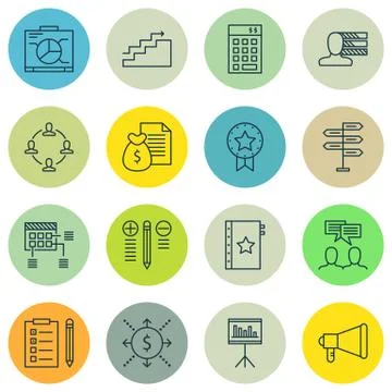 Set Of Project Management Icons On Statistics, Award, Charts And More. Premiu Stock Illustration