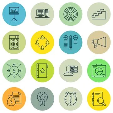 Set Of Project Management Icons On Statistics, Best Solution, Money Revenue A Stock Illustration