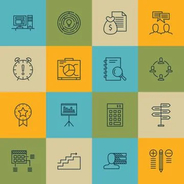 Set Of Project Management Icons On Statistics, Research, Graph And More. Prem Stock Illustration