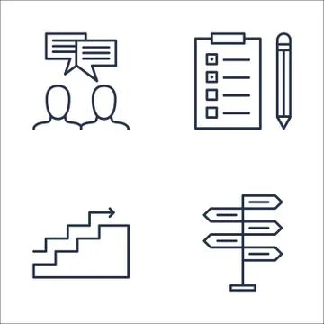 Set Of Project Management Icons On Task List, Decision Making, Charts And Mor Stock Illustration