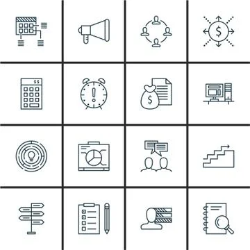 Set Of Project Management Icons On Task List, Investment, Planning And More.  Stock Illustration
