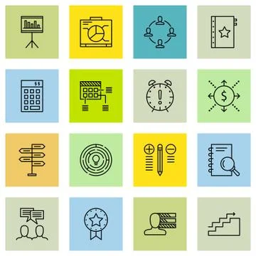 Set Of Project Management Icons On Teamwork, Best Solution, Award And More. P Stock Illustration