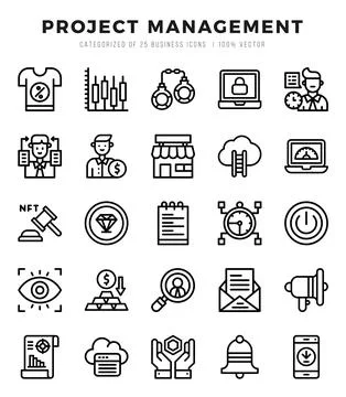 Set of Project Management icons. Vector Illustration. Illustrazione stock