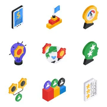 Set of Project Setting Flat Icons Stock Illustration