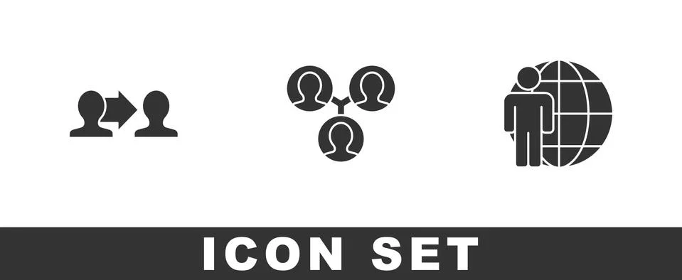 Set Project team base, and Head hunting icon. Vector Illustrazione stock