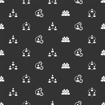 Set Project team base, , and Head hunting on seamless pattern. Vector Illustrazione stock