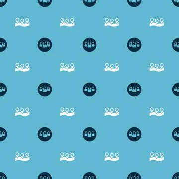 Set Project team base and Location on seamless pattern. Vector Stock Illustration