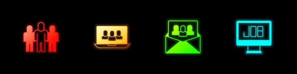 Set Project team base, and Search job icon. Vector Illustrazione stock