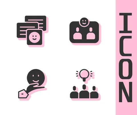 Set Project team base, Chat messages on laptop, Happy friendship day and Friends Stock Illustration