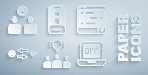 Set Project team base, Chat messages on laptop, Romantic relationship, BFF or Stock Illustration