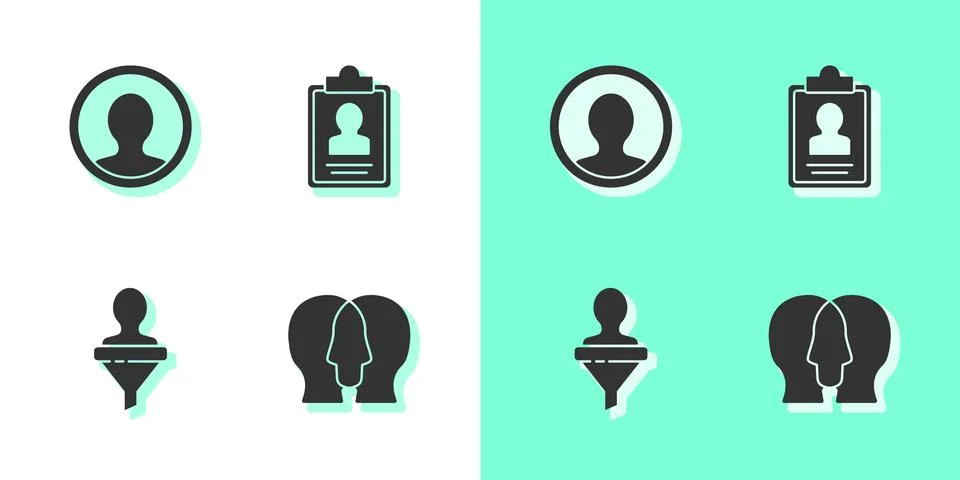 Set Project team base, Create account screen, Head hunting and Clipboard with Stock Illustration