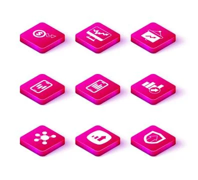 Set Project team base, Financial growth, Mobile stock trading, with graph, .. Illustrazione stock