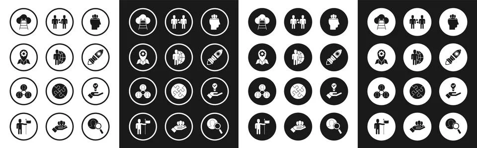 Set Project team base, Globe and people, Location job, Ladder leading to cloud イラスト素材