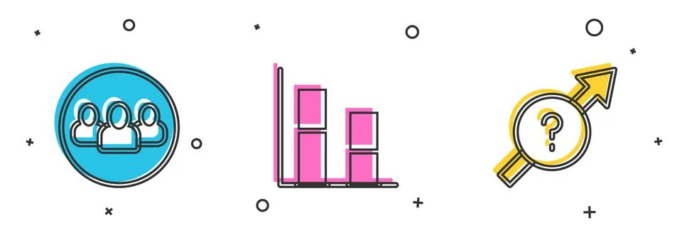 Set Project team base, Graph, chart, diagram and Arrow icon. Vector Stock Illustration