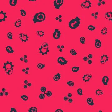 Set Project team base, Head hunting, and with question mark on seamless pattern Stock Illustration