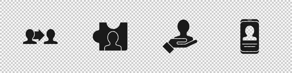 Set Project team base, Head hunting, Hand for search people and Mobile with Stockillustratie
