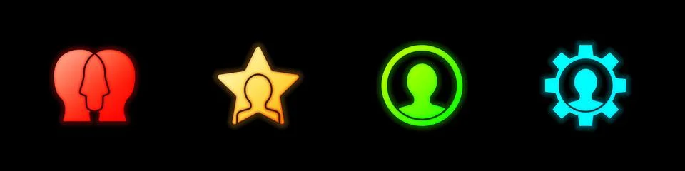 Set Project team base, Head hunting, Create account screen and Human with gear 스톡 일러스트