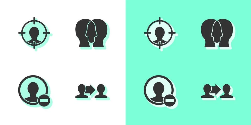 Set Project team base, Head hunting, Create account screen and icon. Vector Stock Illustration