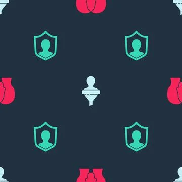 Set Project team base, Head hunting and User protection on seamless pattern Stock Illustration