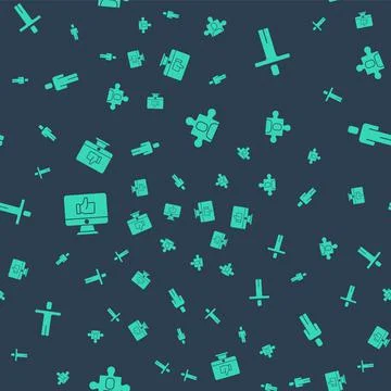 Set Project team base, Head hunting, Hand like and on seamless pattern. Vector Stock Illustration