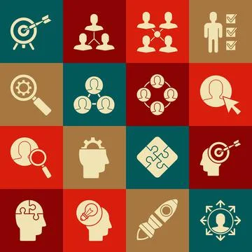 Set Project team base, Head hunting concept, User of man business suit Ilustração Stock