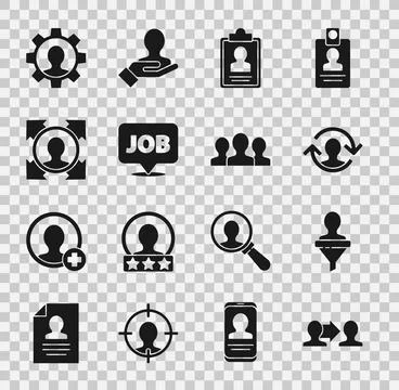 Set Project team base, Head hunting, Human resources, Clipboard with resume.. Stock Illustration
