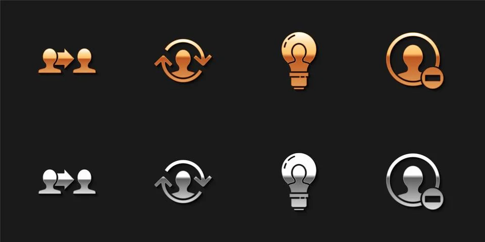 Set Project team base, Human resources, Head with lamp bulb and Create account Stock Illustration