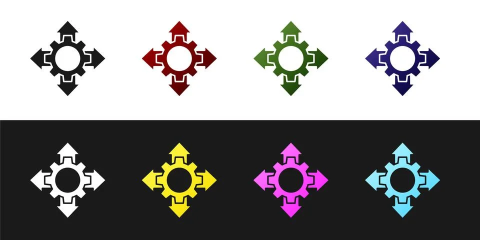 Set Project team base icon isolated on black and white background. Business Stock Illustration