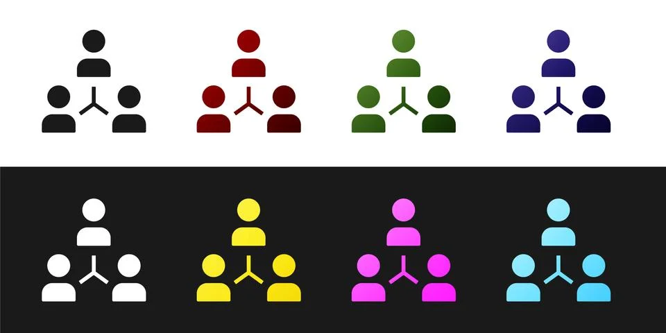 Set Project team base icon isolated on black and white background. Business 스톡 일러스트