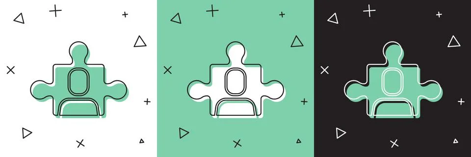 Set Project team base icon isolated on white and green, black background Stock Illustration