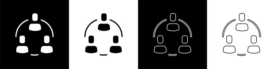 Set Project team base icon isolated on black and white background. Business Illustrazione stock