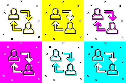 Set Project team base icon isolated on color background. Business analysis and 스톡 일러스트