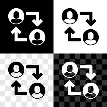 Set Project team base icon isolated on black and white, transparent background Stockillustratie