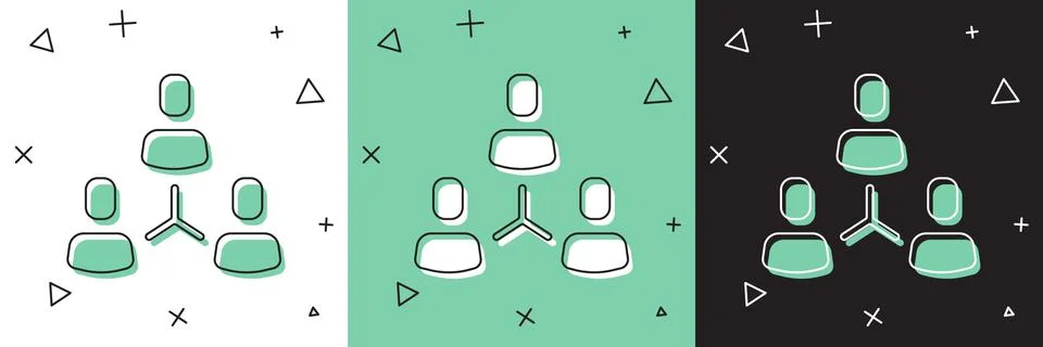 Set Project team base icon isolated on white and green, black background Stock Illustration
