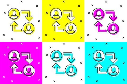 Set Project team base icon isolated on color background. Business analysis and イラスト素材