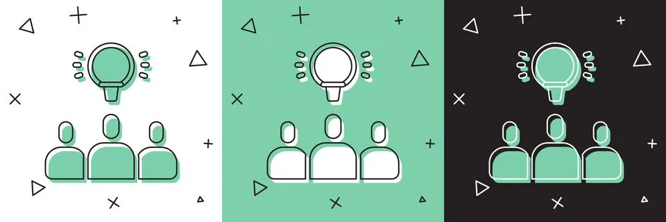 Set Project team base icon isolated on white and green, black background Stock Illustration