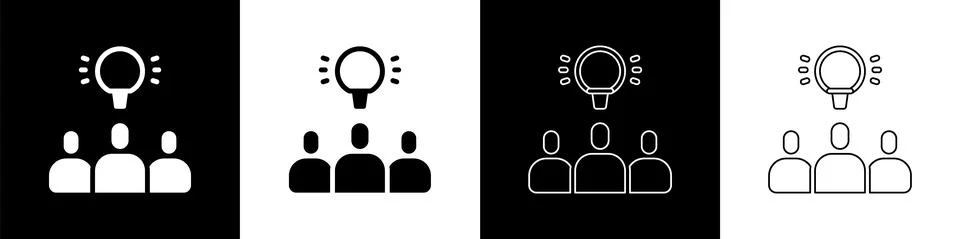 Set Project team base icon isolated on black and white background. Business Stock Illustration