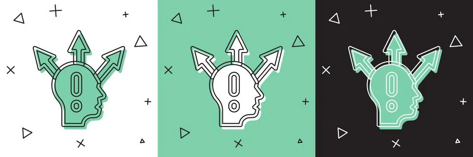 Set Project team base icon isolated on white and green, black background 스톡 일러스트