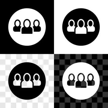 Set Project team base icon isolated on black and white, transparent background 스톡 일러스트
