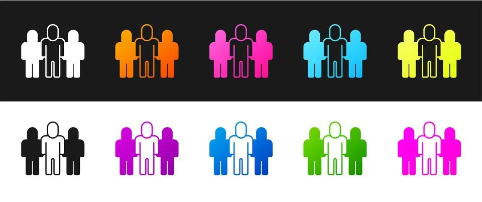 Set Project team base icon isolated on black and white background. Business Stock Illustration