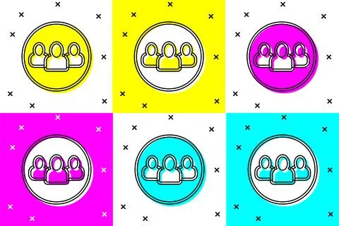 Set Project team base icon isolated on color background. Business analysis .. Stock Illustration