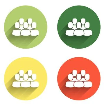 Set Project team base icon isolated with long shadow background. Business a.. Stock Illustration