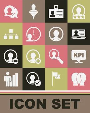 Set Project team base, Key performance indicator, Laptop with resume Stock Illustration